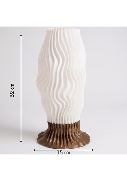 Nava El Yapımı Modern Masa Lambası, Reçine Gövde & Beyaz Dalga Formlu Şapka