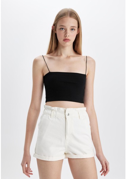 Paperbag Yüksek Bel Katlamalı Paça Jean Şort C2434AX24HS fiyatları