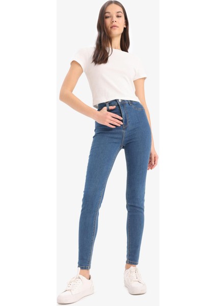 Jegging Yüksek Bel Bilek Boy Dar Paça Basic Düz Jean Pantolon B7498AX25SP modelleri
