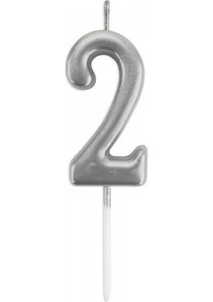 2 Rakam Mum Gümüş