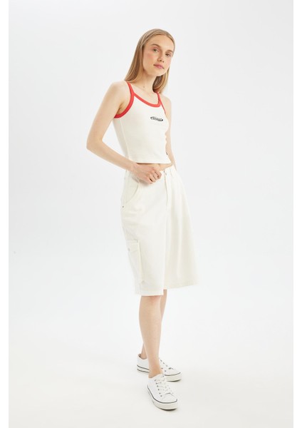 Coool Yüksek Bel Gabardin Bermuda Şort D1250AX24SM modelleri