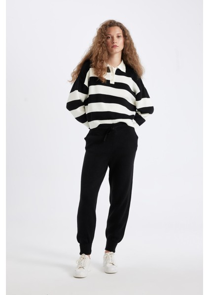 Jogger Triko Pantolon Cepli Basic Düz Beli Lastik Bağcıklı R1701AZ24WN