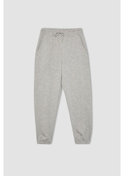 Standart Fit Kalın Jogger Eşofman Altı Bel Paça Lastikli Basic Düz Uzun Boy S7370AZ24SP