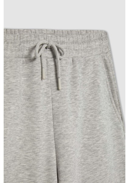 Standart Fit Kalın Jogger Eşofman Altı Bel Paça Lastikli Basic Düz Uzun Boy S7370AZ24SP
