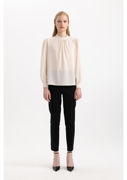 Sigaret Saten Kumaş Pantolon Siyah Normal Bel Basic Düz Beli Lastikli Düz Paça J8743AZ24SM fiyatları