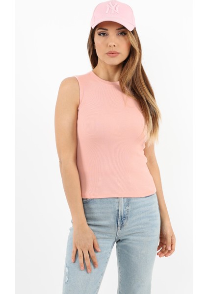 Kadın Kapalı Yaka 4’lü Pamuk Lila, Pembe, Sarı, Çağla Yeşili Düz Kol Fitilli Atlet