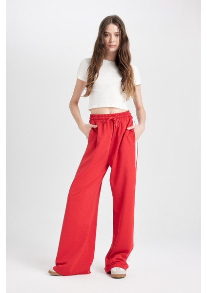 Coool Wide Leg Geniş Bol Paça Eşofman Altı Geniş Paça Beli Lastikli Bağcıklı Şeritli D4764AX24AU