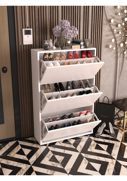 3 Düşer Kapaklı Ayakkabı Dolabı