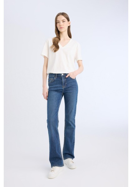 Yüksek Bel Geniş Paça Cepli Jean Pantolon D7971AX25SP modelleri