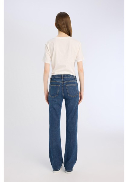 Yüksek Bel Geniş Paça Cepli Jean Pantolon D7971AX25SP