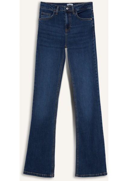 Yüksek Bel Geniş Paça Cepli Jean Pantolon D7971AX25SP