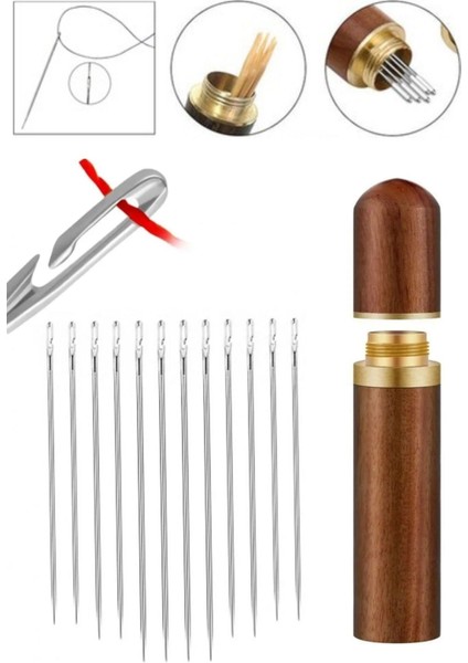 ® 30 Adet Iğneli Ahşap Kutulu Dikiş Iğne Seti