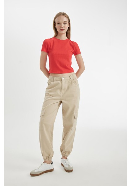 Jogger Pantolon Gabardin Kumaş Normal Bel Basic Düz Kargo Cepli B0454AX24AU modelleri