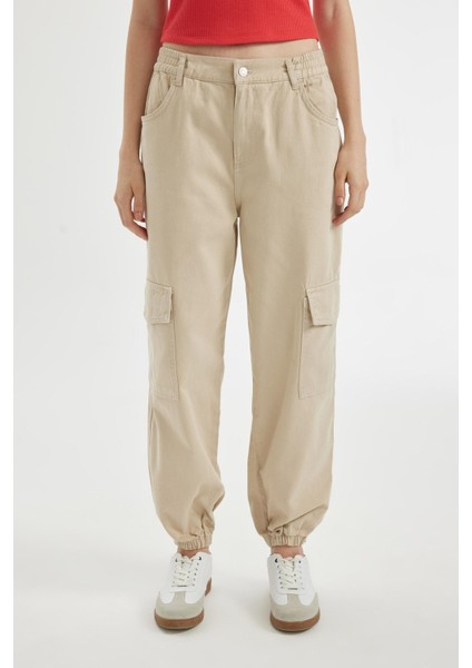 Jogger Pantolon Gabardin Kumaş Normal Bel Basic Düz Kargo Cepli B0454AX24AU fırsatları