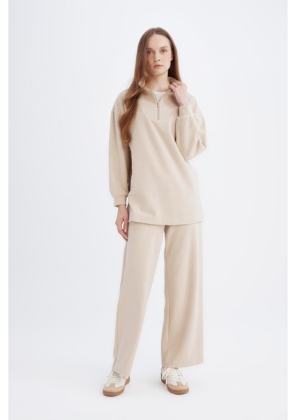 Relax Fit Beli Lastikli Selanik Kumaş Basic Düz Triko Pantolon B4311AX24WN modelleri