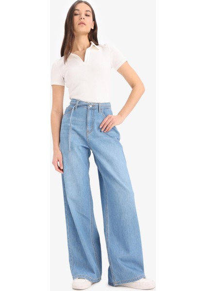 Wide Leg Yüksek Bel Geniş Paça Uzun Yumuşak Jean Pantolon E1679AX25SM