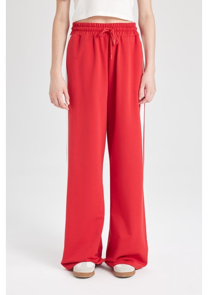 Coool Wide Leg Geniş Bol Paça Eşofman Altı Geniş Paça Beli Lastikli Bağcıklı Şeritli D4764AX24AU