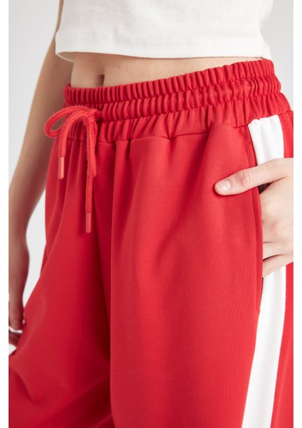 Coool Wide Leg Geniş Bol Paça Eşofman Altı Geniş Paça Beli Lastikli Bağcıklı Şeritli D4764AX24AU