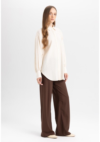 Wide Leg Geniş Paça Beli Lastikli Bağcıklı Basic Düz Palazzo Pantolon C5628AX24AU modelleri