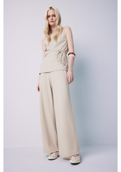 Wide Leg Geniş Paça Basic Düz Pike Pantolon E5784AX25SP