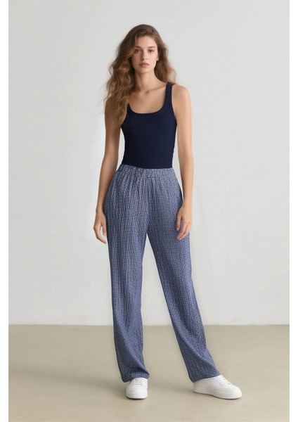 Coool Wide Leg Kareli Normal Bel Geniş Paça Pantolon E6121AX25SP