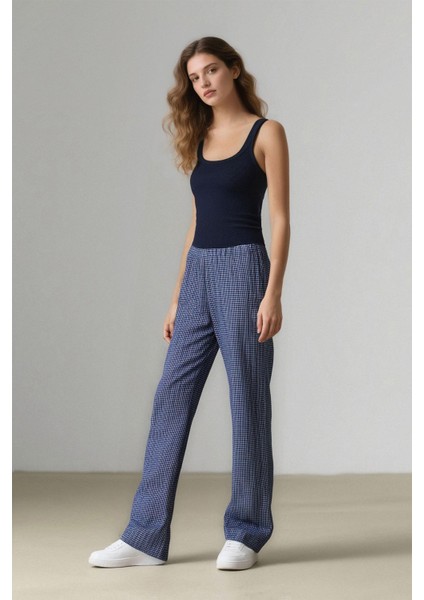 Coool Wide Leg Kareli Normal Bel Geniş Paça Pantolon E6121AX25SP fiyatları