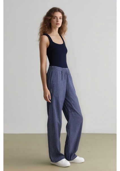 Coool Wide Leg Kareli Normal Bel Geniş Paça Pantolon E6121AX25SP modelleri