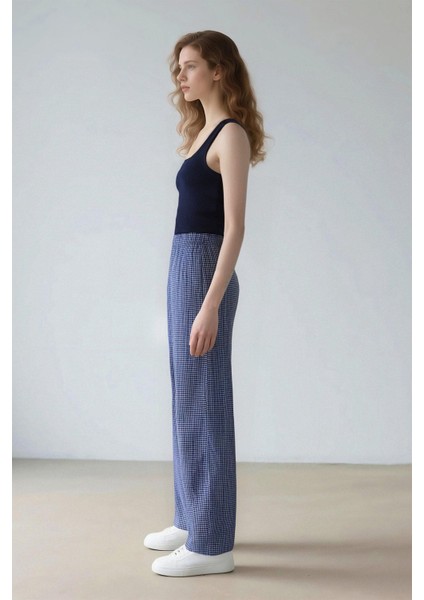 Coool Wide Leg Kareli Normal Bel Geniş Paça Pantolon E6121AX25SP fırsatları