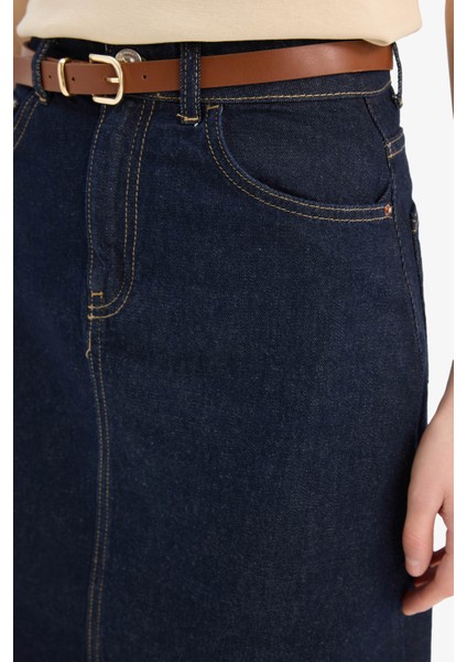 Long Fit Standart Boy Kemerli Yumuşak Jean Etek E5845AX25SP indirimleri