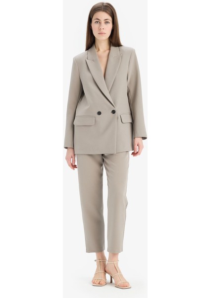 Carrot Fit Crop Kumaş Pantolon Fermuarlı Yüksek Bel Dar Paça C2466AX25SP