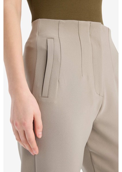 Carrot Fit Crop Kumaş Pantolon Fermuarlı Yüksek Bel Dar Paça C2466AX25SP