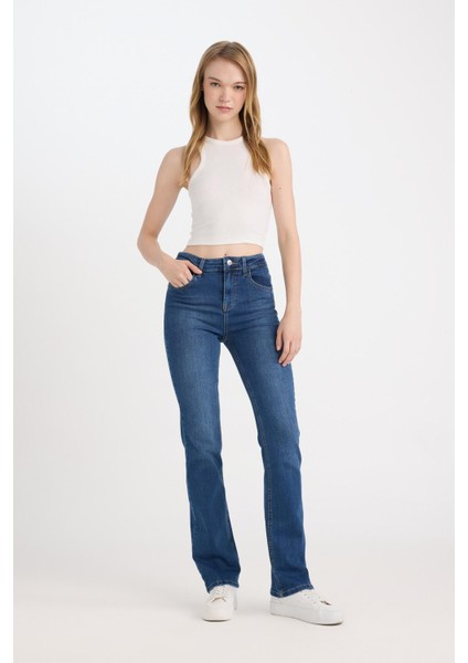 Bootcut Normal Bel Cepli Uzun Jean Yıkamalı Pantolon D5527AX24WN fiyatları