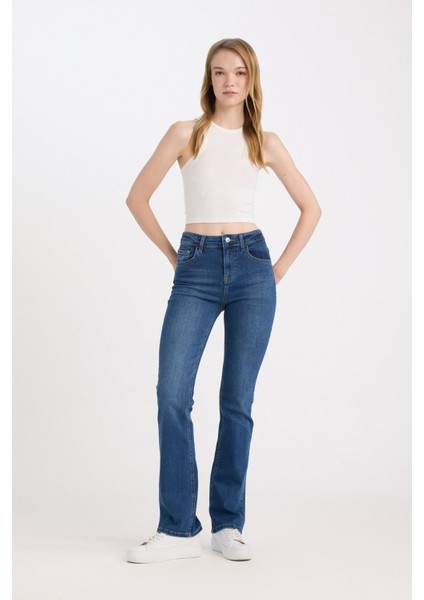 Bootcut Normal Bel Cepli Uzun Jean Yıkamalı Pantolon D5527AX24WN modelleri