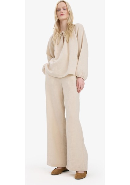 Wide Leg Müslin Kumaş Palazzo Pantolon Çift Cepli Yüksek Bel Geniş Paça E3934AX25SM fiyatları