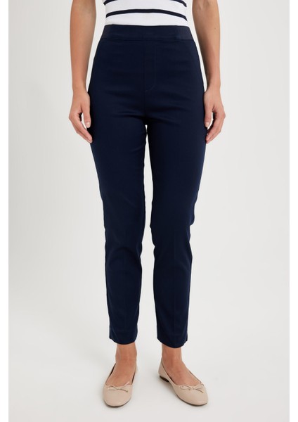 Sigaret Saten Kumaş Pantolon Lacivert Normal Bel Basic Düz Beli Lastikli Düz Paça J8743AZ24WN fırsatları