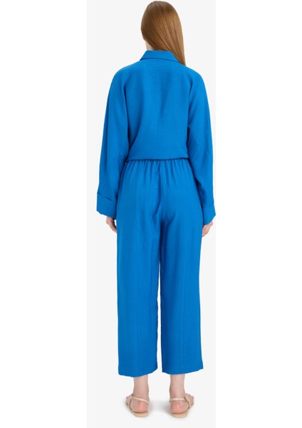 Harem Keten Karışımlı Geniş Paça Pantolon D9732AX25SM