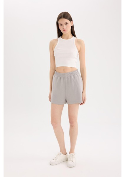 Beli Lastikli Cepli Düz Paça Şort U3357AZ25SM