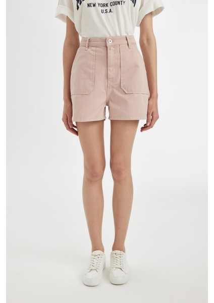 Mom Fit Yüksek Bel Kısa Paça Gabardin Şort D0042AX24HS fırsatları