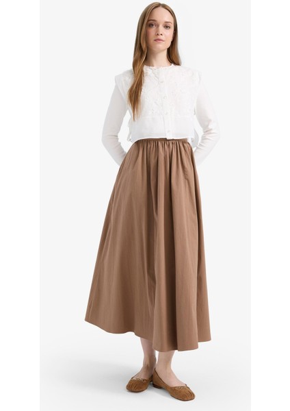 A Kesim Beli Lastikli Poplin Maxi Tesettür Etek E7453AX25SM fiyatları