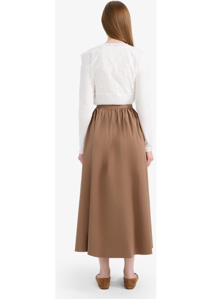 A Kesim Beli Lastikli Poplin Maxi Tesettür Etek E7453AX25SM indirimleri