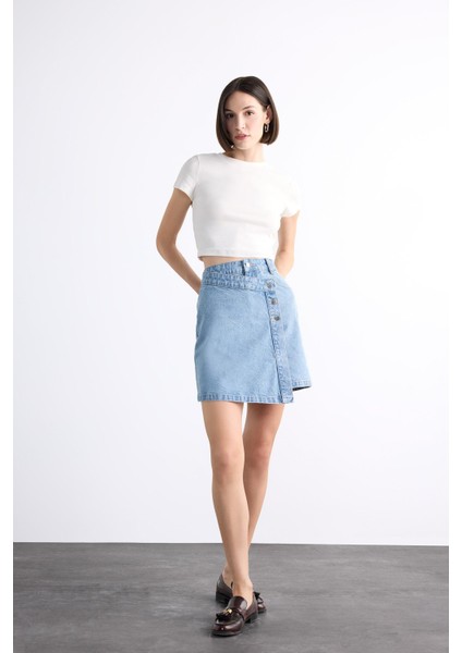 Mini Jean Şort Etek F7503AX25SM