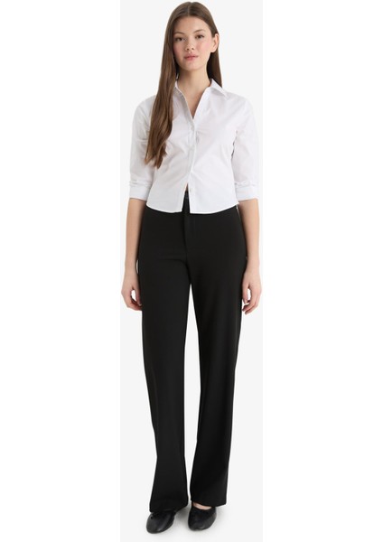 Wide Leg Normal Bel Basic Düz Standart Boy Pantolon F2656AX25SM fiyatları
