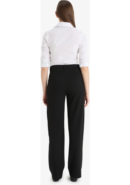 Wide Leg Normal Bel Basic Düz Standart Boy Pantolon F2656AX25SM