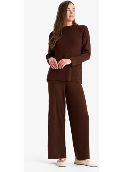 Regular Fit Basic Düz Beli Lastikli Düz Paça Triko Pantolon D6912AX25WN fiyatları