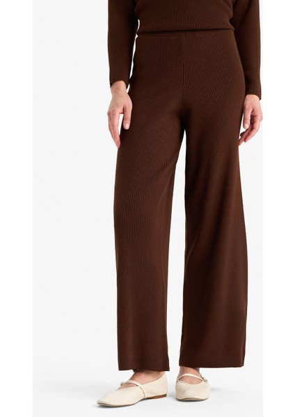 Regular Fit Basic Düz Beli Lastikli Düz Paça Triko Pantolon D6912AX25WN fırsatları