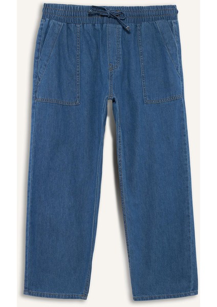 Pull On Carrot Fit Yüksek Bel Crop Fit Yumuşak Jean Pantolon E0954AX25SM