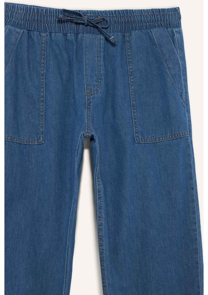 Pull On Carrot Fit Yüksek Bel Crop Fit Yumuşak Jean Pantolon E0954AX25SM