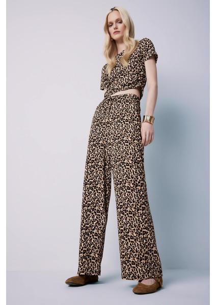 Straight Fit Leopar Desenli Cepli Bürümcük Pantolon E2837AX25SP modelleri