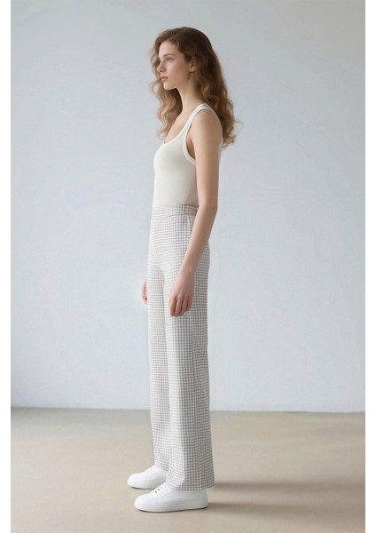 Coool Wide Leg Kareli Normal Bel Geniş Paça Pantolon E6121AX25SP fırsatları
