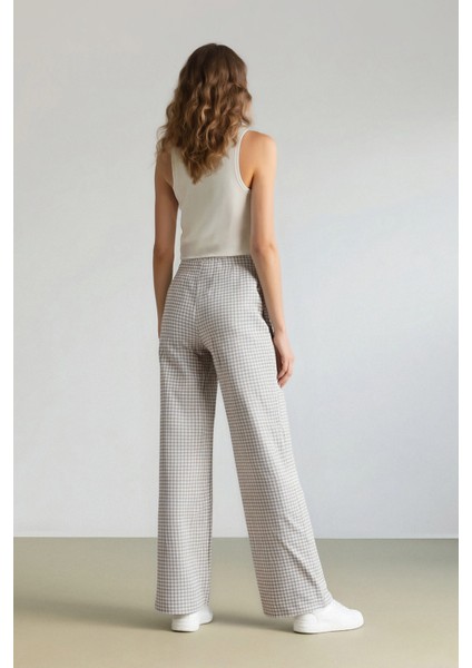 Coool Wide Leg Kareli Normal Bel Geniş Paça Pantolon E6121AX25SP